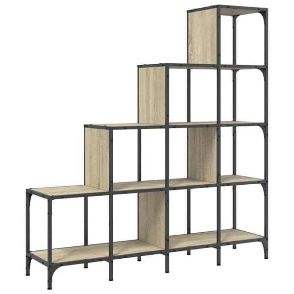 vidaXL bogreol 122x30x132 cm konstrueret træ og metal sonoma-eg