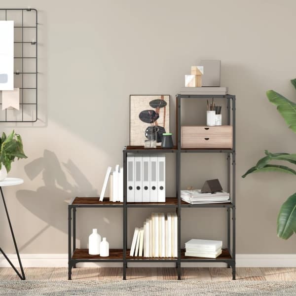 vidaXL bogreol 92x30x102 cm konstrueret træ og metal røget eg