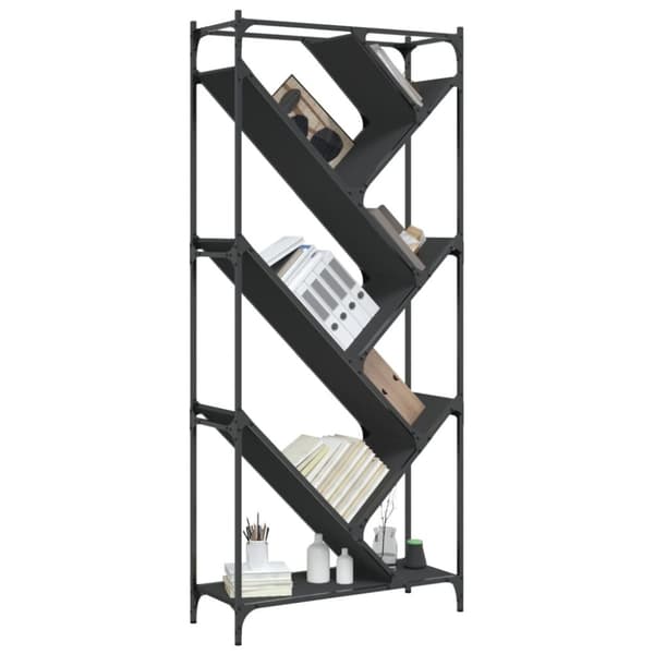 vidaXL bogreol 79x30x180 cm konstrueret træ og metal sort