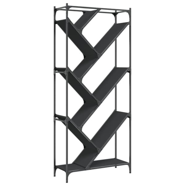 vidaXL bogreol 79x30x180 cm konstrueret træ og metal sort