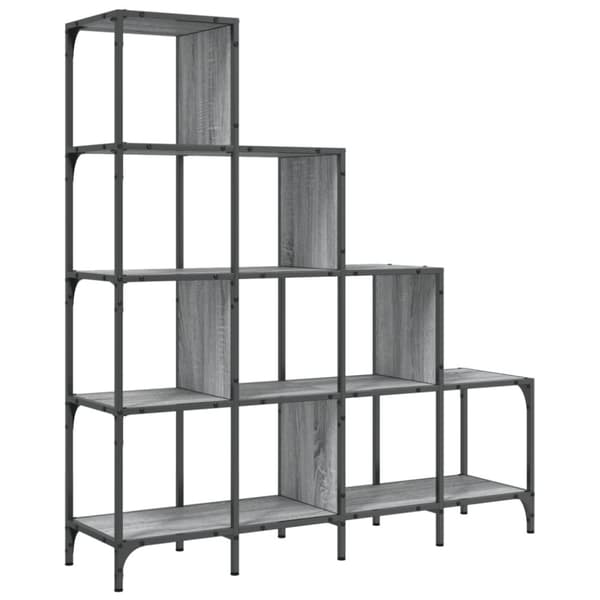 vidaXL bogreol 122x30x132 cm konstrueret træ og metal grå sonoma-eg