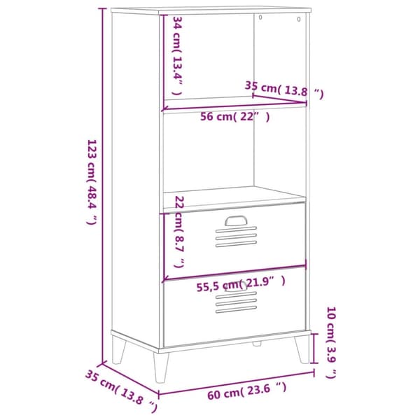 vidaXL bogskab VIKEN 60x35x123 cm konstrueret træ antracitgrå