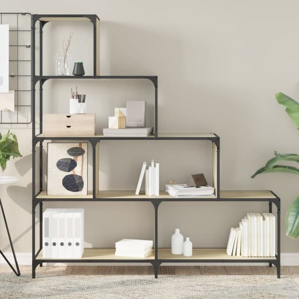 vidaXL Bokhylla 4 hyllplan sonoma-ek 139x33,5x149cm konstruerat trä