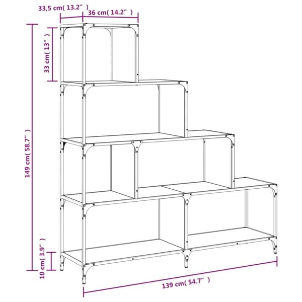 vidaXL Bokhylla 4 hyllplan sonoma-ek 139x33,5x149cm konstruerat trä