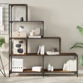 Miniatyrbillede 3 af 11: vidaXL bogreol 139x33,5x149 cm 4 trin konstrueret træ røget eg
