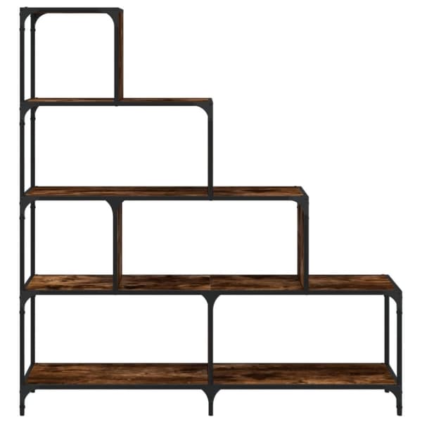 vidaXL bogreol 139x33,5x149 cm 4 trin konstrueret træ røget eg