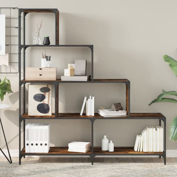vidaXL Bokhylla 4 hyllplan rökfärgad ek 139x33,5x149cm konstruerat trä