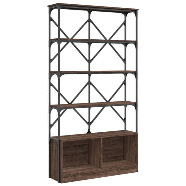 vidaXL bogreol 100x26x180 cm konstrueret træ og metal brunt eg