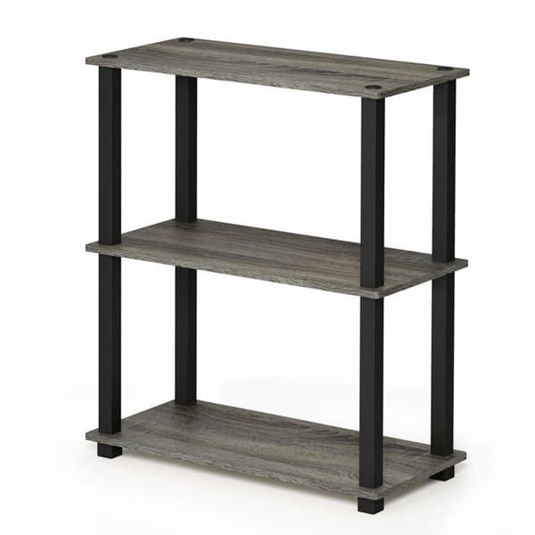 Furinno Hyllenhet - 18025 - Verktygsfria hyllor, Trä, Fransk Ek Grå/Svart, One Size, One Size