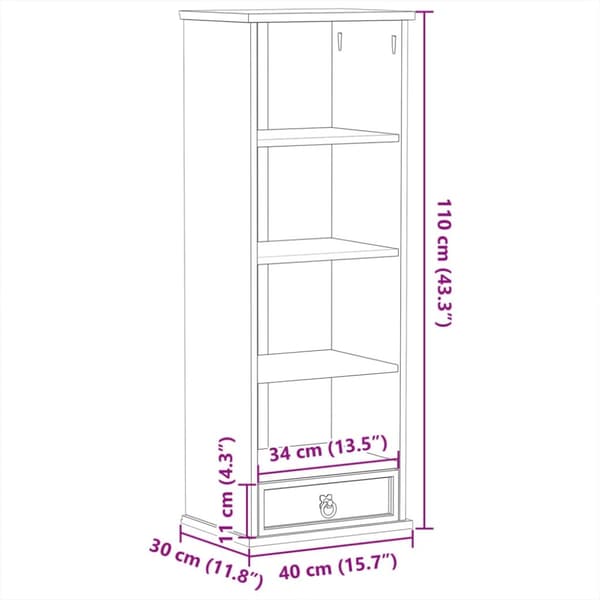 vidaXL CD-hylle Corona 40x30x110 cm heltre furu