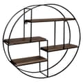 Miniatyrbillede 7 af 7: Rootz Modern Industrial Style Væghylde - Massivt træ - Metal - Fire hylder - Håndlavet - Unikt stykke - 70 cm x 70 cm x 18 cm - Varm mørkebrun - Sort