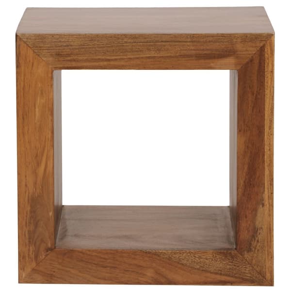 Rootz Cube-hylde - Sidebord - Lille sofabord - Solid Sheesham-træ - Håndlavet - Unikt korn - Attraktivt design - 44 cm x 44 cm x 33 cm