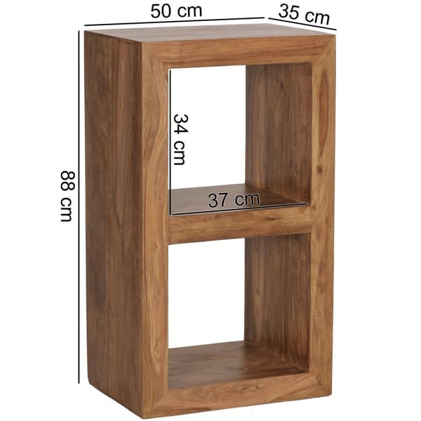 Rootz stående hylde - Sidebord - Lille sofabord - Solid Sheesham træ - Håndlavet - Unik korn - 2 hylder - Attraktivt design - 88cm x 50cm x 35cm