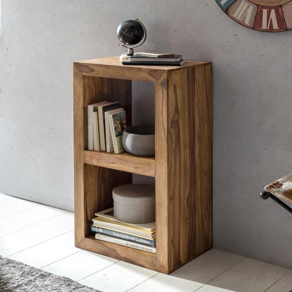Rootz stående hylde - Sidebord - Lille sofabord - Solid Sheesham træ - Håndlavet - Unik korn - 2 hylder - Attraktivt design - 88cm x 50cm x 35cm