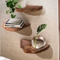 Miniatyrbild 2 av 7: Rootz Natural Edge Vägghyllor Set - Flytande hyllor - Massivt akaciaträ - Handgjord - Unik design - Tre förvaringsutrymmen - Varm ljusbrun - 49,5 cm x