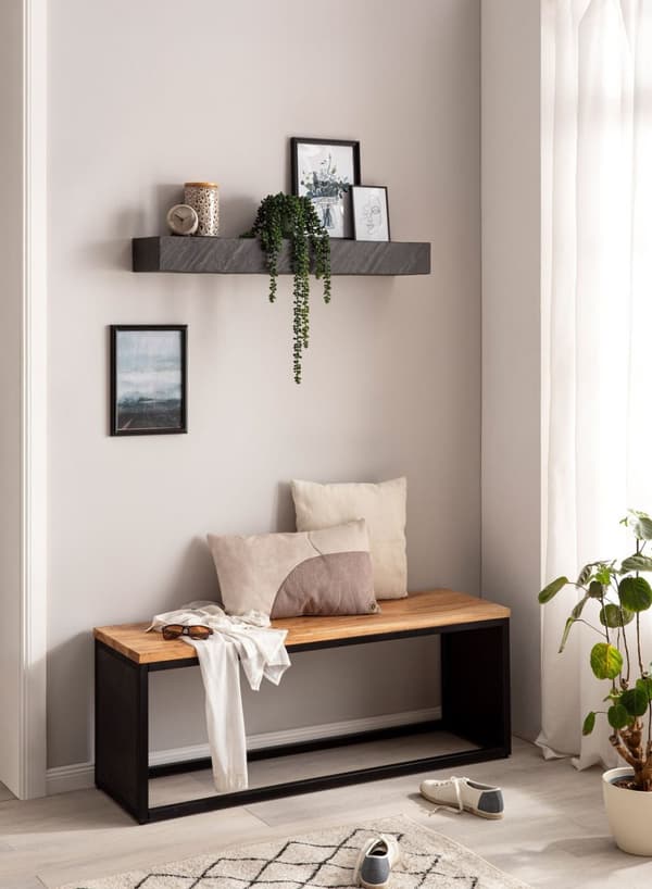 Rootz Modern Seinähylly - Kelluva hylly - Koristehylly - Leveä säilytystila - Käsintehty - Antrasiitti 3D-pinta - Ainutlaatuinen muotoilu - 90cm x 10c