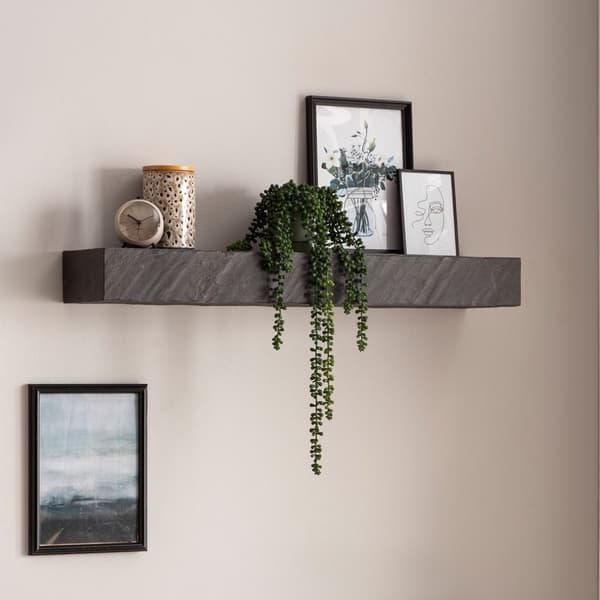 Rootz Modern Seinähylly - Kelluva hylly - Koristehylly - Leveä säilytystila - Käsintehty - Antrasiitti 3D-pinta - Ainutlaatuinen muotoilu - 90cm x 10c