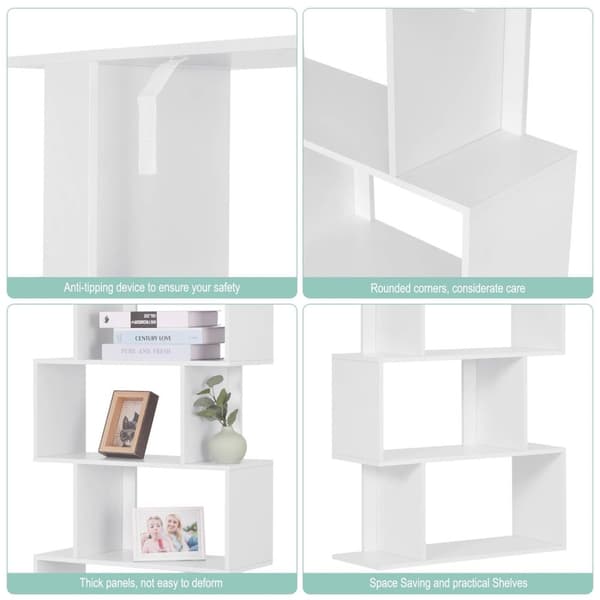 Rootz Modern White Bokhylla - Förvaringshylla - Kuborganisatör - Hållbar & vattentålig - Utrymmesbesparande & mångsidig - 60cm x 160cm x 23,5cm