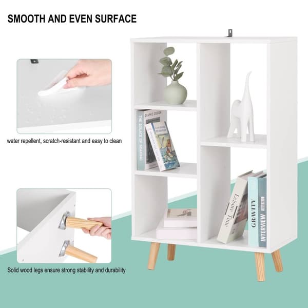 Rootz White Cube Boghylde - Opbevaringsorganisering - Displayhylde - Pladsbesparende design - Robust og sikker - Moderne æstetisk - 60 cm x 95 cm x 30