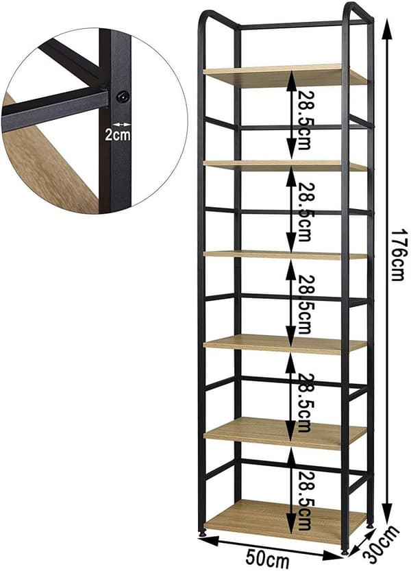 Rootz stående hylde i industriel stil - Opbevaringsstativ - Bogreol - Elegant design - Robust konstruktion - Miljøvenlige materialer - 50 cm x 30 cm x