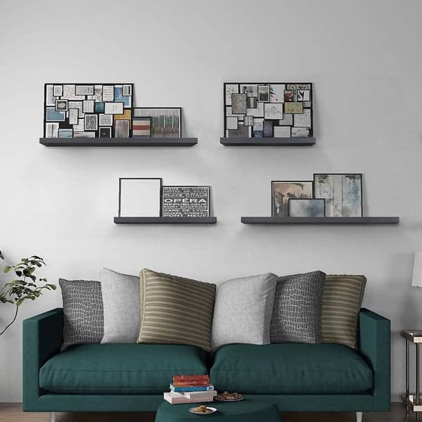 Rootz sæt med 4 væghylder - Displayhylder - Opbevaringsreoler - Fugtbestandig - Holdbar - Nem installation - 120 cm x 22,9 cm x 3,8 cm