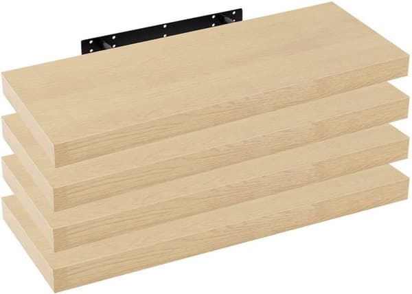Rootz 4 seinähyllyn setti - Kirjahyllyt - Esittelyhyllyt - Kosteudenkestävä - Kestävä - Helppo asennus - MDF-puu, keltatammi PVC-viilu - Useita kokoja