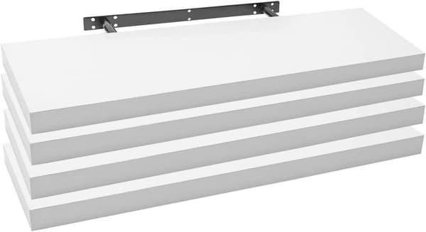Rootz Sæt med 4 væghylder - Hængende hylder - Displayhylder - Fugtbestandig - Holdbar - Stilfuld - 90 cm x 22,9 cm x 3,8 cm hver