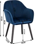 Miniatyrbild 3 av 7: Rootz Set med 2 matstolar - Sammetsklädd - Ergonomisk och bekväm - Hållbar och enkel montering - 81cm x 40cm x 40cm
