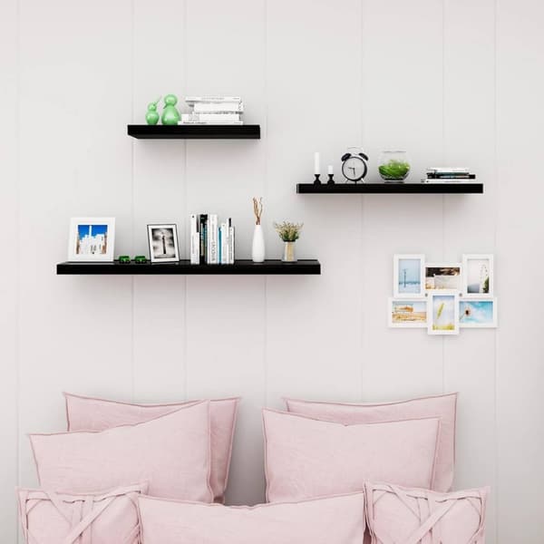 Rootz Set med 3 vägghyllor - Flytande hyllor - Displaykanter - Fuktbeständig - Mångsidig - Enkel installation - 25 cm till 120 cm x 23 cm x 3,8 cm