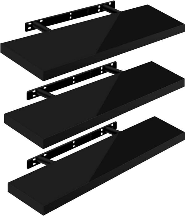 Rootz 3 seinähyllyn setti - Esittelyhyllyt - Säilytyshyllyt - Kestävä MDF- ja PVC-viilu - Kosteudenkestävä - Helppo asennus - 80x22,9x3,8cm
