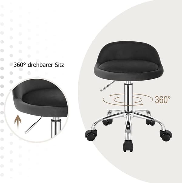 Rootz Velvet kontorstol - Justerbar skrivebordsstol - Drejeligt sæde - Ergonomisk design - 360-graders mobilitet - Højde 53cm-65,5cm - Sæde 30cm x 30c