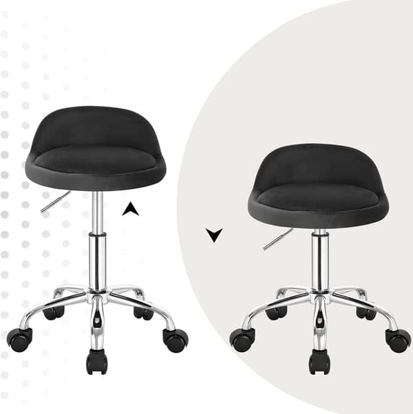 Rootz Velvet kontorstol - Justerbar skrivebordsstol - Drejeligt sæde - Ergonomisk design - 360-graders mobilitet - Højde 53cm-65,5cm - Sæde 30cm x 30c