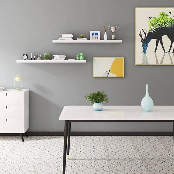 Rootz Set med 2 vägghyllor - Flytande hyllor - Displaykanter - Slitstark MDF- och PVC-faner - Fuktbeständig - Mångsidig - Enkel installation - 25 cm t