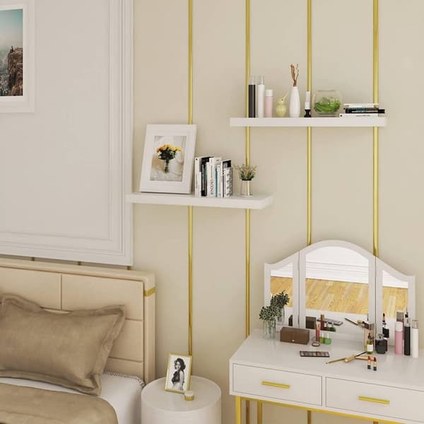 Rootz Set med 2 vägghyllor - Flytande hyllor - Displaykanter - Slitstark MDF- och PVC-faner - Fuktbeständig - Mångsidig - Enkel installation - 25 cm t
