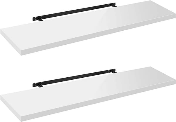 Rootz Set med 2 vägghyllor - Flytande hyllor - Displaykanter - Slitstark MDF- och PVC-faner - Fuktbeständig - Mångsidig - Enkel installation - 25 cm t
