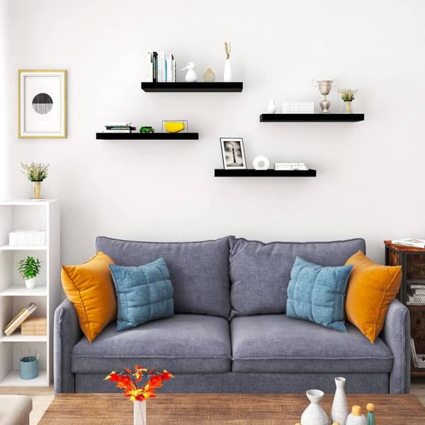Rootz Sæt med 2 væghylder - Flydende hylder - Skærmlister - Holdbar MDF - Alsidig og stilfuld - Fugtbestandig - 25 cm til 120 cm x 22,9 cm x 3,8 cm