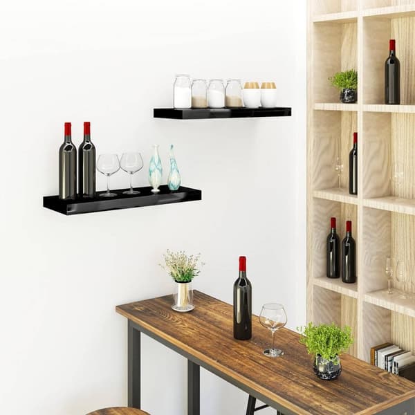 Rootz Sæt med 2 væghylder - Flydende hylder - Skærmlister - Holdbar MDF - Alsidig og stilfuld - Fugtbestandig - 25 cm til 120 cm x 22,9 cm x 3,8 cm