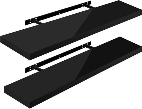 Rootz Sæt med 2 væghylder - Flydende hylder - Skærmlister - Holdbar MDF - Alsidig og stilfuld - Fugtbestandig - 25 cm til 120 cm x 22,9 cm x 3,8 cm