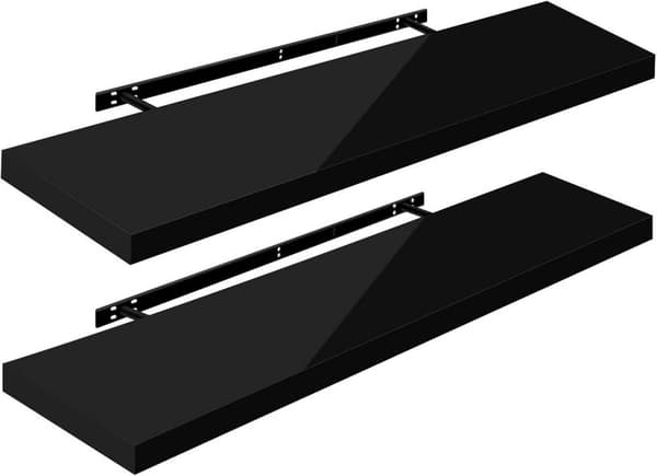 Rootz Set med 2 vägghyllor - Flytande hyllor - Displaykanter - Hållbar, hög kapacitet, enkel installation - 110 cm x 22,9 cm x 3,8 cm