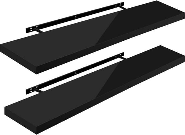 Rootz sæt med 2 væghylder - Displayhylder - Opbevaringsreoler - Holdbar MDF & PVC finer - Fugtbestandig - Nem installation - Alsidig brug - Flere læng