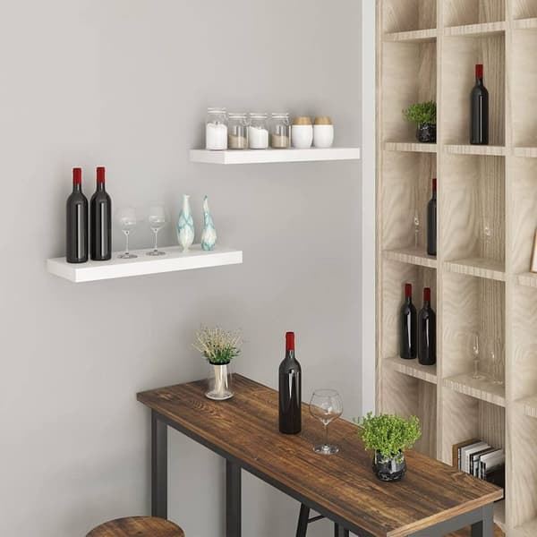 Rootz-sarja, 3 seinähyllyä - Kelluvat hyllyt - Esittelyreunat - Kestävä MDF-rakenne - Kosteudenkestävä - Helppo asennus - 80 cm x 22,9 cm x 3,8 cm