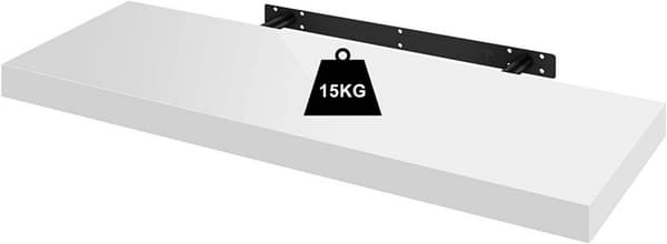 Rootz-sarja, 3 seinähyllyä - Kelluvat hyllyt - Esittelyreunat - Kestävä MDF-rakenne - Kosteudenkestävä - Helppo asennus - 80 cm x 22,9 cm x 3,8 cm