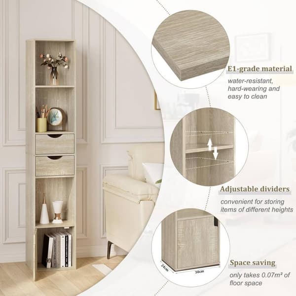 Rootz Modern Multi-Functional Bogreol - Opbevaringsorganisering - Displayhylde - Justerbar, holdbar, pladsbesparende - 30 cm x 158 cm x 24 cm