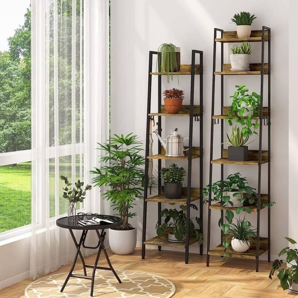 Opbevaringsstativ til Rootz Industriel stil - Reol - Displayhylde - Holdbar MDF og metal - Alsidig, Elegant, Sikker - 41 cm x 187 cm x 36 cm