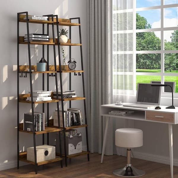 Opbevaringsstativ til Rootz Industriel stil - Reol - Displayhylde - Holdbar MDF og metal - Alsidig, Elegant, Sikker - 41 cm x 187 cm x 36 cm