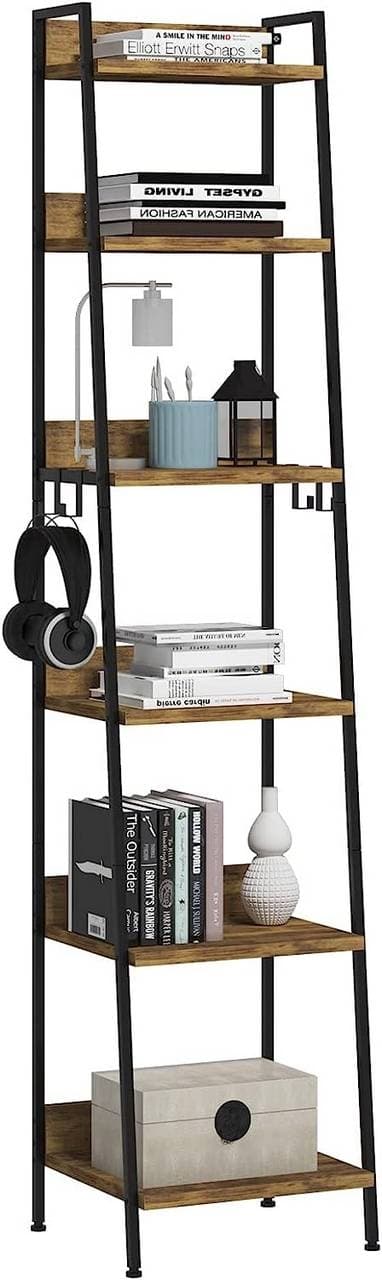 Opbevaringsstativ til Rootz Industriel stil - Reol - Displayhylde - Holdbar MDF og metal - Alsidig, Elegant, Sikker - 41 cm x 187 cm x 36 cm