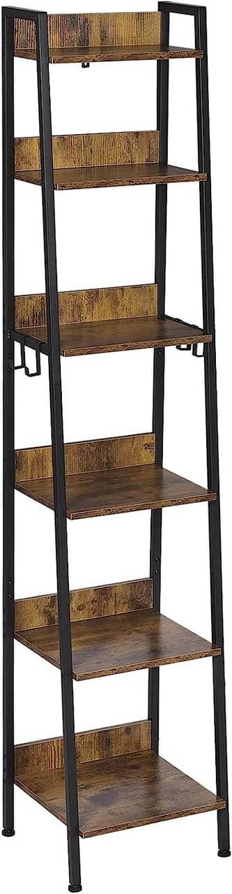 Opbevaringsstativ til Rootz Industriel stil - Reol - Displayhylde - Holdbar MDF og metal - Alsidig, Elegant, Sikker - 41 cm x 187 cm x 36 cm