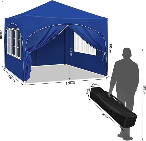 Rootz Ultimate Outdoor Gazebo - Vejrbestandig pavillon - Familietelt - Stærk stålkonstruktion - UV-beskyttelse - Nem opsætning - 3x3m