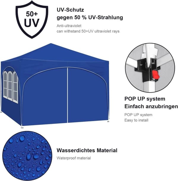 Rootz Ultimate Outdoor Gazebo - Vejrbestandig pavillon - Familietelt - Stærk stålkonstruktion - UV-beskyttelse - Nem opsætning - 3x3m