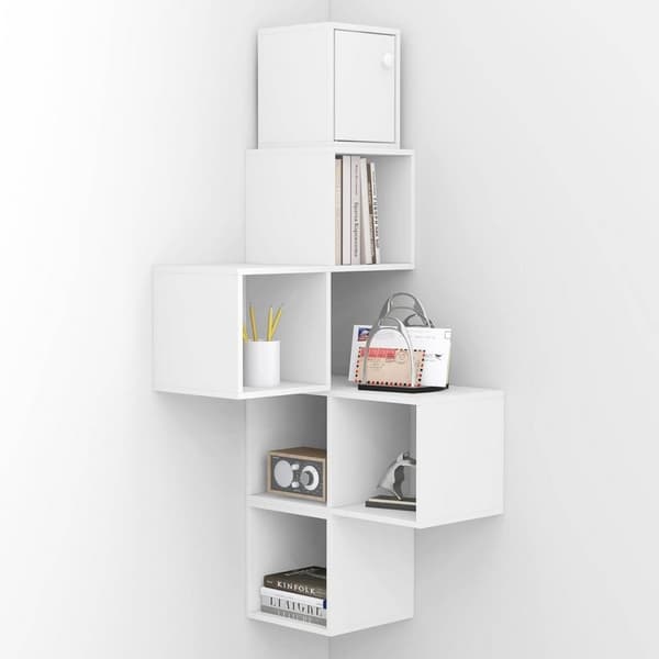 Rootz White Cube -seinähylly - Säilytysjärjestelmä - Näyttöyksikkö - Monitoiminen, muokattava, kestävä - 48cm x 120cm x 48cm